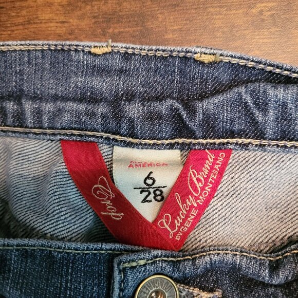 Lucky Brand Jeans Size 6 Gene Montesano Crop Dunagrees USA Medium Light Wash - Picture 5 of 14